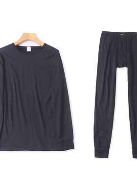 圆领加绒保暖内衣 秋冬款保暖男士显瘦宽松家居套装秋衣秋裤04104