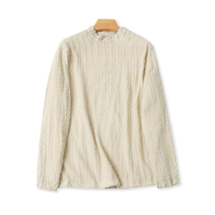 打底衫 外贸立领加绒T恤衫 显瘦套头宽松时尚 长袖 上衣23124 春秋新款