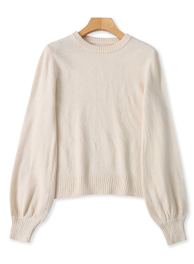 外贸圆领长袖毛衣 春秋新款时尚针织衫 女套头显瘦打底上衣 18043