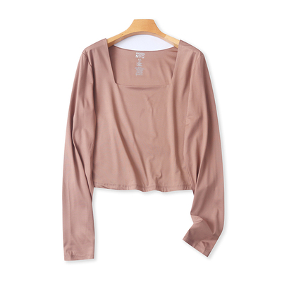 长袖百搭薄款方领短款