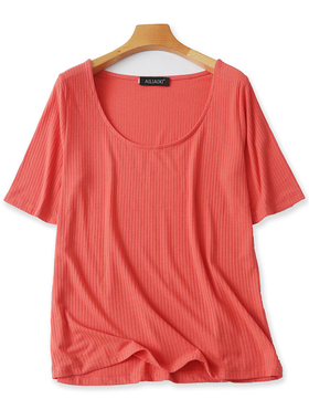 短袖圆领T恤衫 夏季新款弹力打底衫 女套头宽松休闲外贸上衣12413