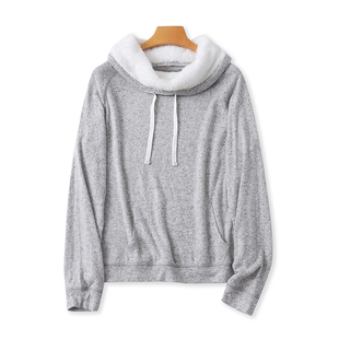 卫衣 女套头宽松休闲上衣 春秋新款 针织外套 07044 时尚 自由领长袖