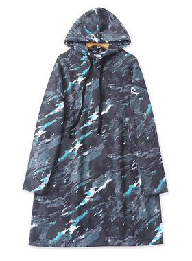 外贸迷彩连帽加绒中长款卫衣 秋冬新款宽松外套女帽衫裙上衣20011