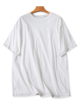 棉圆领短袖T恤衫绗线百搭显瘦女打底体恤衫外贸宽松休闲上衣04261