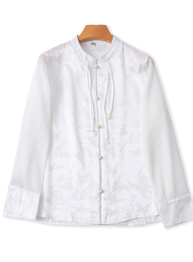 国风立领长袖衬衫 春夏季新款显瘦时尚衬衣 女纽扣开衫上衣 13062