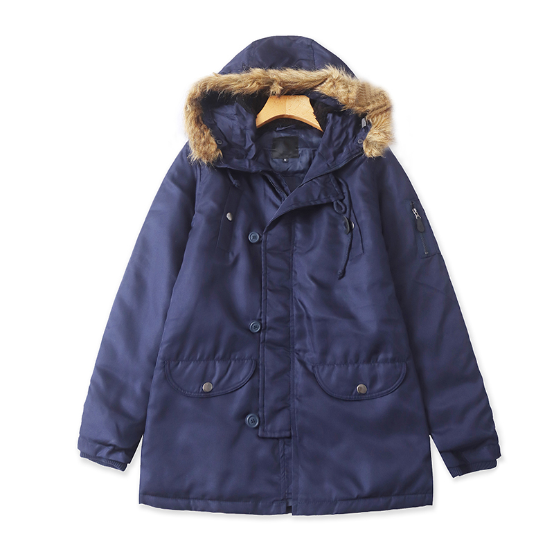 日单连帽加厚棉衣保暖宽松拉链