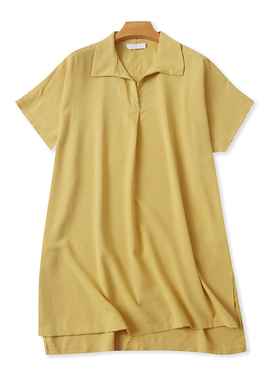 翻领中长款无袖蝙蝠衫衬衫连衣裙 夏季新款宽松百搭显瘦女裙13104