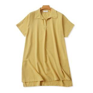 翻领中长款无袖蝙蝠衫衬衫连衣裙 夏季新款宽松百搭显瘦女裙13104
