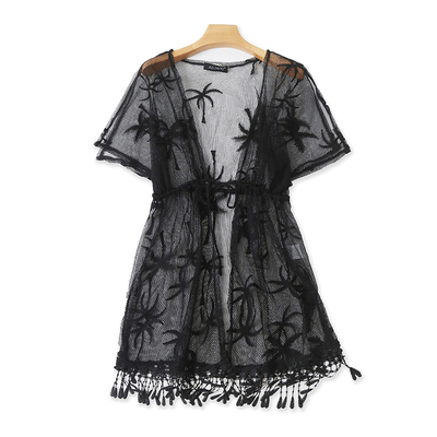 爱莉爱熙百搭款网纱钩花披肩外套