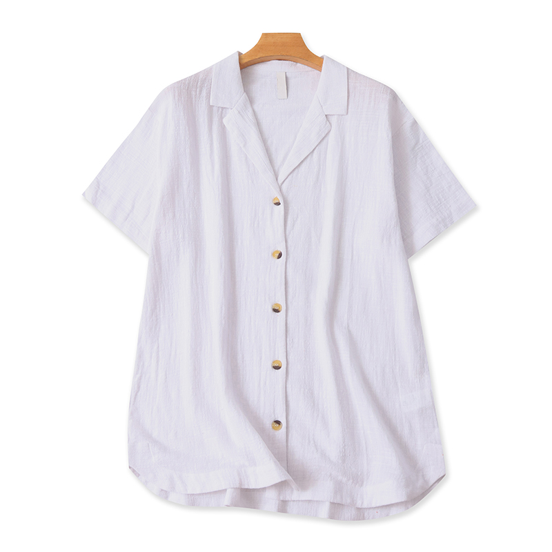 爱丽爱熙宽松百搭纽扣短袖衬衫
