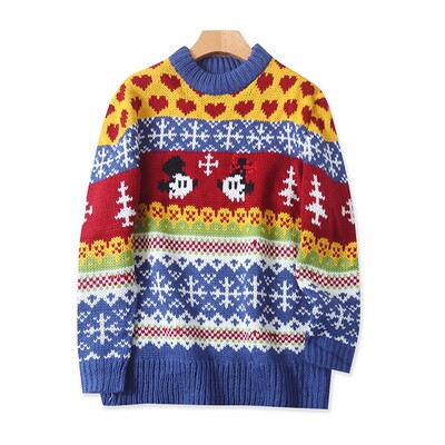 立领提花毛衣加厚长袖套头针织衫