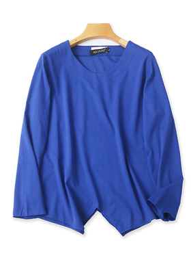 V领开叉长袖T恤衫 夏季新款百搭时尚体恤女打底宽松休闲上衣21153