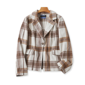 翻领格子小西装 女上衣外套09131 百搭显瘦西服 春秋新款 纽扣开衫