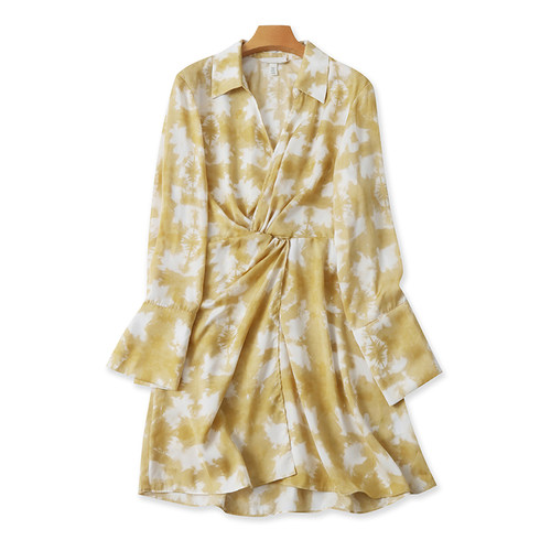 百搭款墨染中长款连衣裙