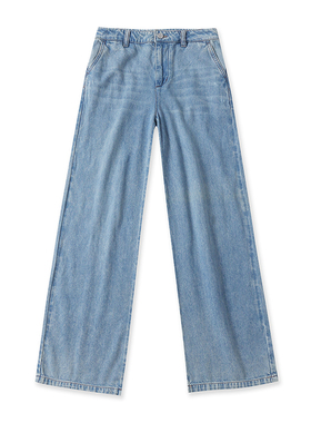 外贸水洗直筒牛仔裤 春秋新款时尚女阔腿宽松休闲修身长裤子11164