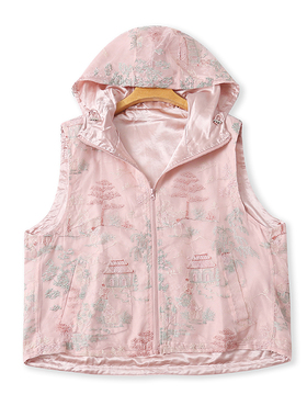 国风刺绣连帽马甲 春秋新款时尚无袖外套女显瘦宽松休闲上衣16234