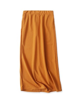 外贸半松紧腰开叉半身长裙 秋冬新款包臀裙女时尚女中长裙子15542