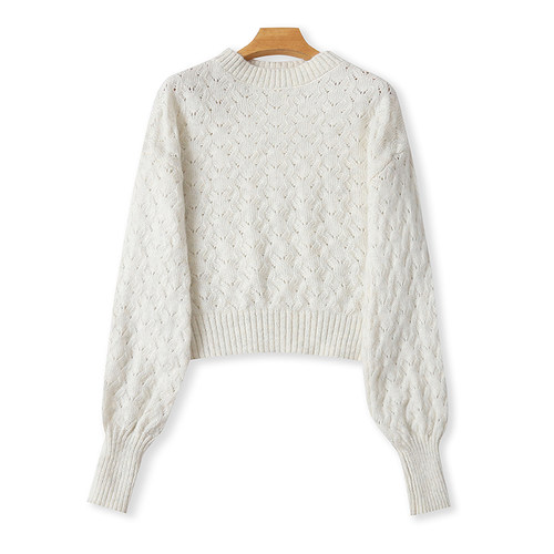 外贸立领时尚镂空针织衫毛衣宽松