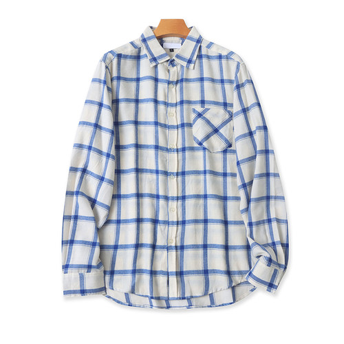 爱丽爱熙宽松长袖衬衫格子上衣