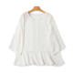 T恤衫 宽松衬衫 春夏季 套头雪纺衫 上衣14044 新款 外贸圆领褶皱7分袖