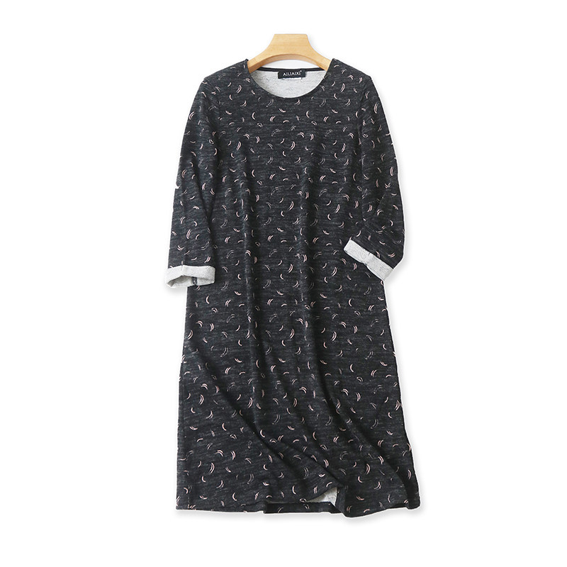 圆领印花针织连衣裙 春季新款长袖宽松长款打底女百搭裙子 N/11-2,女装/女士精品,连衣裙,淘宝优惠券,粉丝福利购,淘宝优惠卷