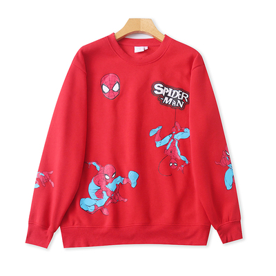 外贸加绒印花圆领卫衣男女款时尚