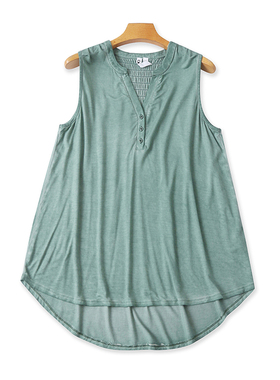 外贸V领做旧水洗无袖T恤衫 夏季新款显瘦宽松A字版背心上衣 07354