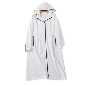 连帽长款防晒衣 夏季新款薄款按扣长袖百搭显瘦女装上衣外套07254