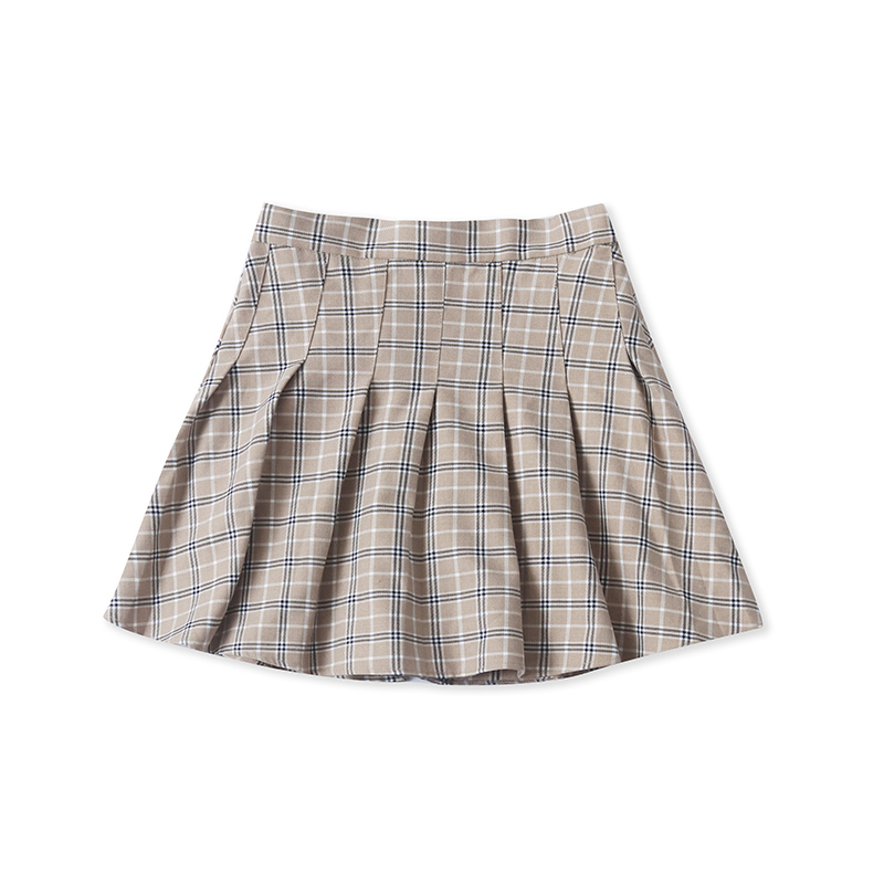 学院风半松紧腰半身裙 夏季新款百搭显瘦女百褶短款A字裙子15403