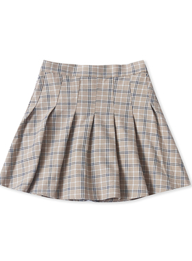 学院风半松紧腰半身裙 夏季新款百搭显瘦女百褶短款A字裙子15403