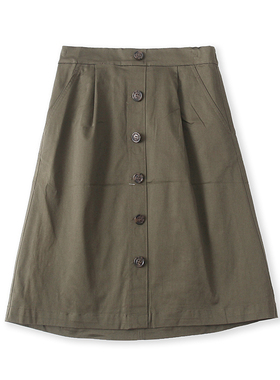 半松紧腰半身裙 高腰中长款纯色A字裙 春秋新款时尚女士裙子03122