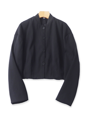 小立领短款夹克衫 春秋新款纽扣开衫百搭时尚小外套女装上衣22221