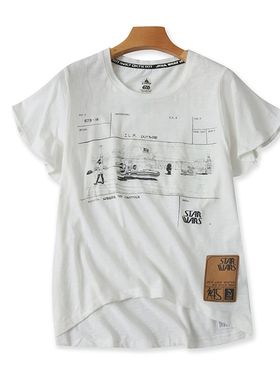 棉圆领短袖T恤衫夏季新款印花字母体恤衫宽松休闲女外贸上衣18172