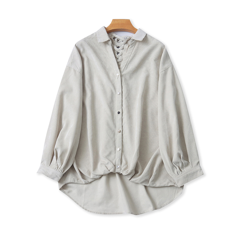 爱丽爱熙宽松开衫长袖衬衫系带