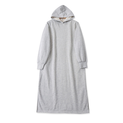 日单加绒厚长款连帽卫衣裙秋冬女