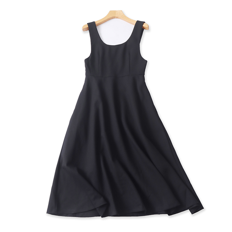 百搭A字裙纯色背带裙长款A字