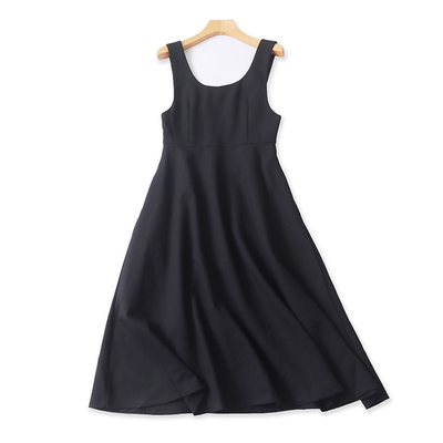 百搭A字裙纯色背带裙长款A字