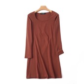 春秋新款 中长款 弹力修身 连衣裙 套头外贸裙子 圆领长袖 女装