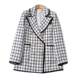 轻奢小香风翻领格子外套 上衣21241 女宽松双排扣西装 春秋新款 时尚