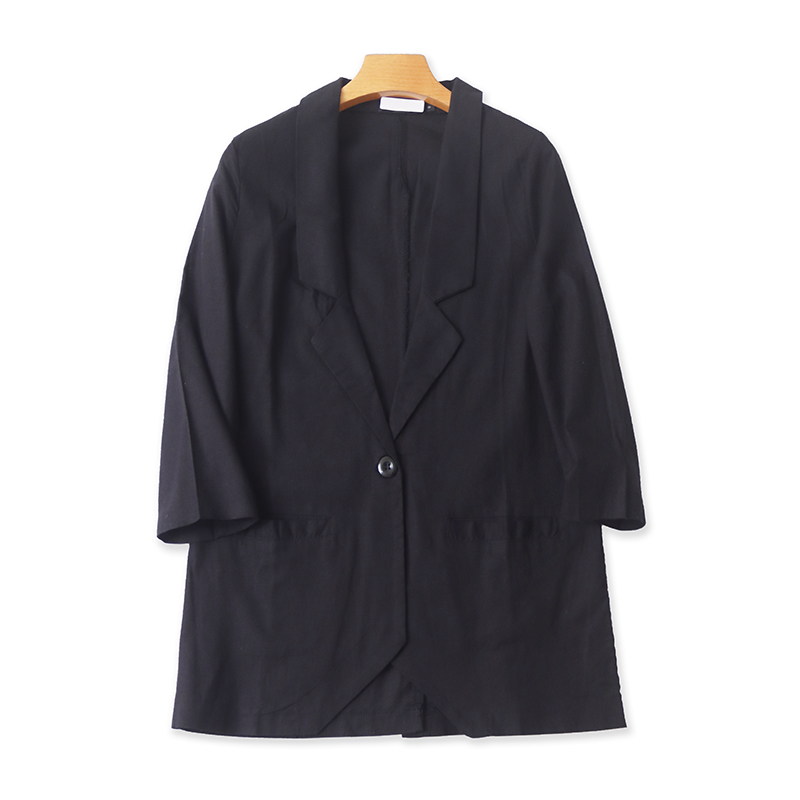 爱丽爱熙常规7分西装棉麻小西装