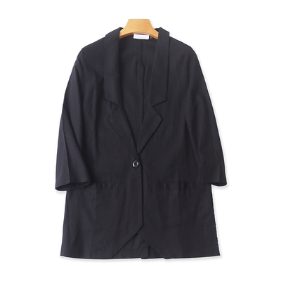 爱丽爱熙常规7分西装棉麻小西装