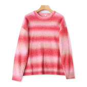 针织衫 保暖套头时尚 女宽松上衣09024 秋冬款 慵懒风圆领渐变色毛衣