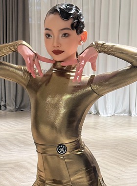星辰拉丁舞服「幻光」镜奢金高光亮面拉丁舞规定服赛服