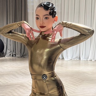 星辰拉丁舞服「幻光」镜奢金高光亮面拉丁舞规定服赛服