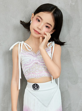星木漾拉丁舞练习服网纱吊带灵动渐变紫流苏裙清爽俏皮日常夏日