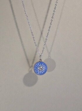 Cute运气古着女生太阳吊坠项链