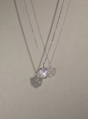 Cute运气古着女生爱心吊坠项链