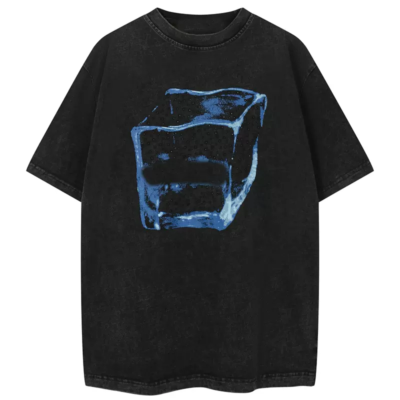 AW烫钻印花短袖T恤 黑色 S-XL 8311#