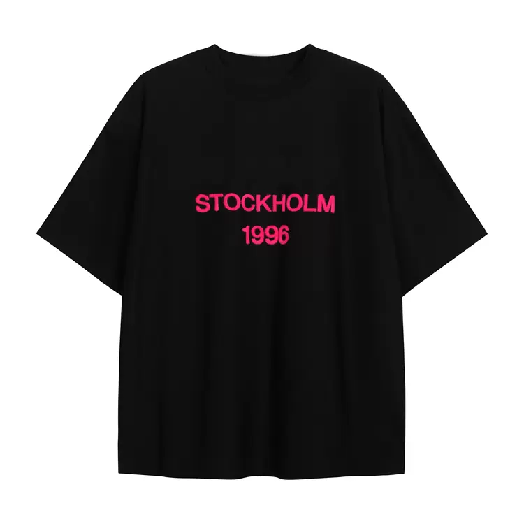 AC数字字母植绒LOGO短袖T恤 黑色 白色 S-XL 8366#