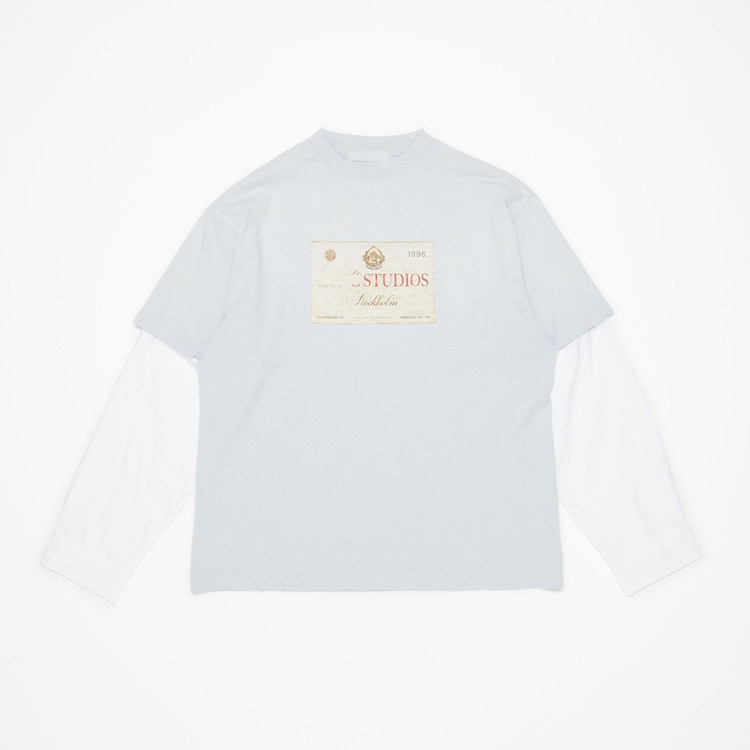 thumbnail for Distressed faux two-piece letter print long sleeve T-shirt 3298